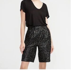 EXPRESS High Waisted Sequin Bermuda Sparkle Shorts